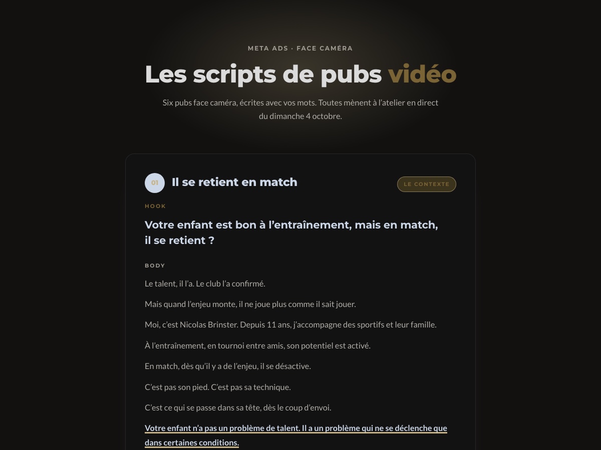 Aperçu des scripts de créas